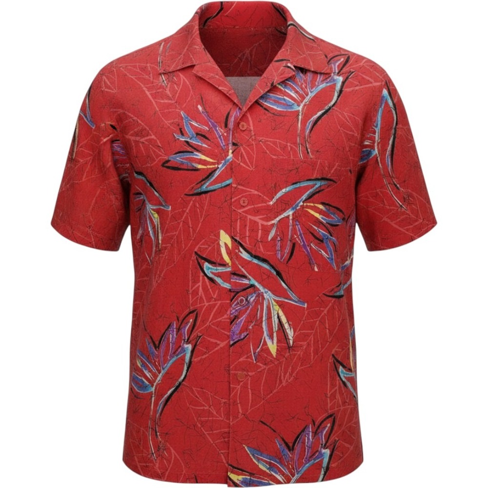 OP OCEAN PACIFIC Hawaiian‎ Shirt Mens Small Red Floral Bold Colorful VTG 80s